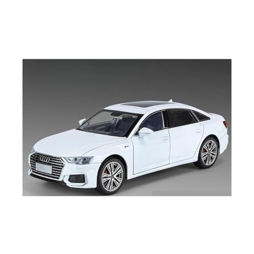 LIUSANG Modelo de coche a escala 1/18 para A6L Modelo de aleación de metal fundido para puertas de coche que se abren Colección de recuerdos de escaparate Adecuado para exposición (White)