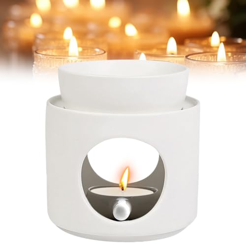FARYODI Lampada profumata per oli essenziali, lampada profumata in ceramica con porta lumini, lampada aromatica con cucchiaio di candela, lampada profumata per cera profumata e olio profumato (vetro