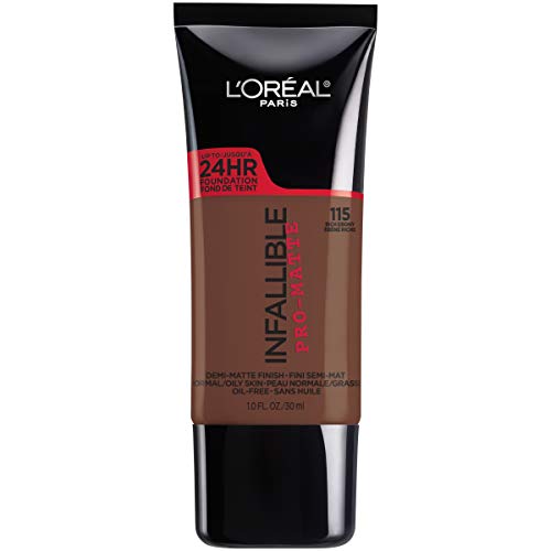 L'Oreal Paris Makeup Infallible Pro-Matte Liquid Longwear Foundation, Rich Ebony 115, 1 fl. oz.