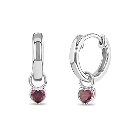 925 Sterling Silver Heart Charm Hoop Earrings Cover