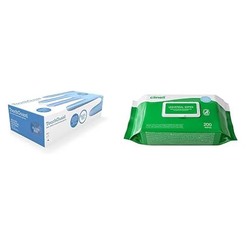 TOUCHGUARD Blue Nitrile Gloves with Cleaning Wipes Cover