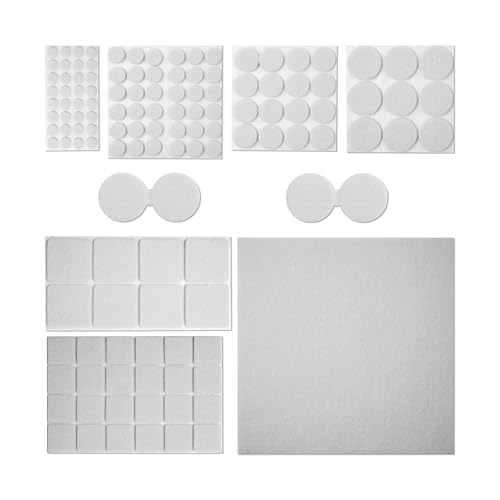 Set de Protectores de Muebles, 130 Pzas, Autoadhesivo, Blanco, 8 Tamaños Diversos, Grosor 4 mm, de Fieltro, Almohadillas para Patas de Silla, Muebles y Mesa, Protectores de Suelo Autoadhesivos