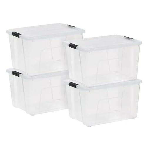 4 Pack - 60 Qt. Clear Stackable Storage Bins with