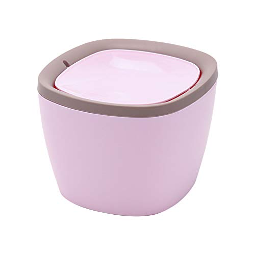 Vi.yo. Multifonction Shake-Couvercle Mini Poubelle de Bureau en Plastique Boîte de Rangement de Bureau,16.8cm*15.8cm*12.2cm,Rose