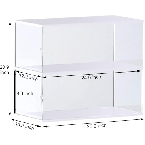 Image of Choowin 2 Layer Acrylic Display Case for Lego Cars (McLaren P1, Ferrari SP3, Bugatti Chiron, Porsche 911, Lamborghini) & 1 /8 Diecast Cars - Dustproof Assemble Display Case with Door (White)