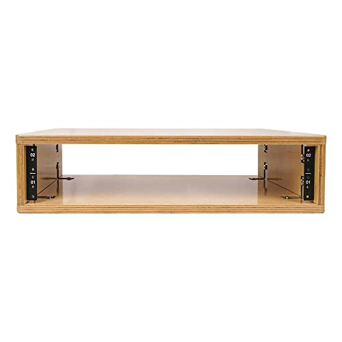 Image of Sound Town DIY 2U Studio Rack with Solid Baltic Birch Plywood, Golden Oak for Recording Room, Home Studio (SDRK-Y2)