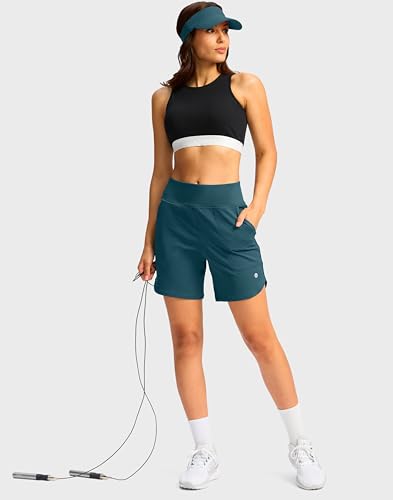 Image of G Gradual Women's Athletic Shorts 6 inch High Waisted Stretchy Bermuda Shorts for Women Quick Dry Summer Casual Shorts