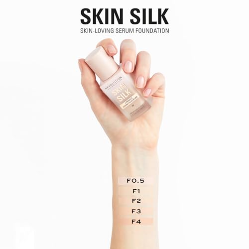 Makeup Revolution, Skin Silk Serum Foundation, Light to Medium Coverage, Contains Hyaluronic Acid, F2, 23ml