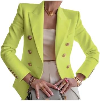 YMING Womens Double Breasted Long Sleeve Blazer Lapel Open Front ...