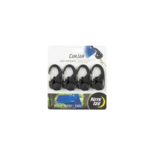 Nite Ize NCJ-01-4R3 CamJam Tie Down Rope Carabiner Clip, Cord Tightener 4-Pack, 4 Count