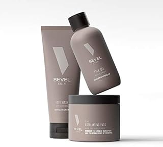 Bevel Skin Care Set for Men - Includes Face Wash with Tea Tree Oil, Glycolic Acid Exfoliating Pads, and Lightweight Face Moisturizer, Helps Treat Blemishes, Bumps and Discoloration