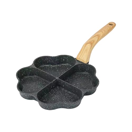 Hemoton Fried Egg 4- Cup Egg Frying Pan (Heart- Shaped), Non Stick Aluminum Egg Cooker, Easy Clean- Egg Cooker Omelet Pan for Breakfast, Gas Stove& Induction Compatible Kitchen Cookware