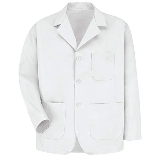Red Kap Men\'s Lapel Counter Coat, White, Small