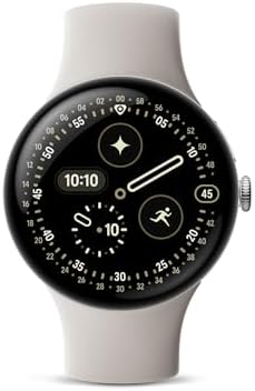 Google Pixel Watch 4 (45mm) - Android - 2 Years of Data- Heart Rate,Sleep & Fitness Tracking -40-Hour Battery - Polished Silver Aluminum Case - Porcelain Active Band - LTE -Google Pixel Watch app