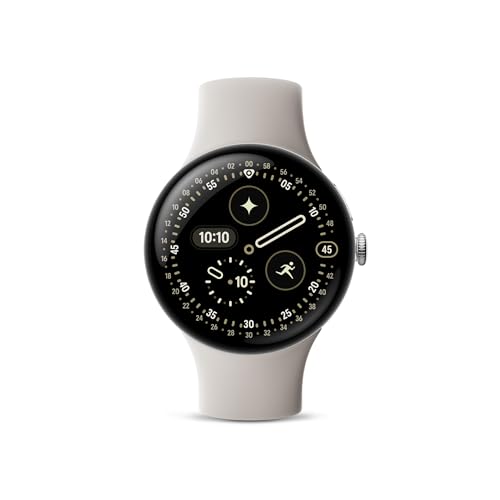 Google Pixel Watch 4 (45mm) - Android - 2 Years of Data- Heart Rate,Sleep & Fitness Tracking -40-Hour Battery - Polished Silver Aluminum Case - Porcelain Active Band - LTE -Google Pixel Watch app by Google - Used condition - US$399.96