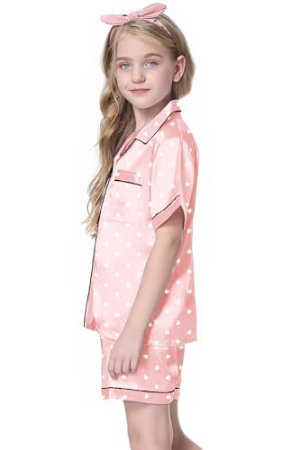 Image of Girls & Womens Satin Pajamas Set, Silk Button-Down Sleepwear 2 Piece Nightwear, 3 Years - Women XXL