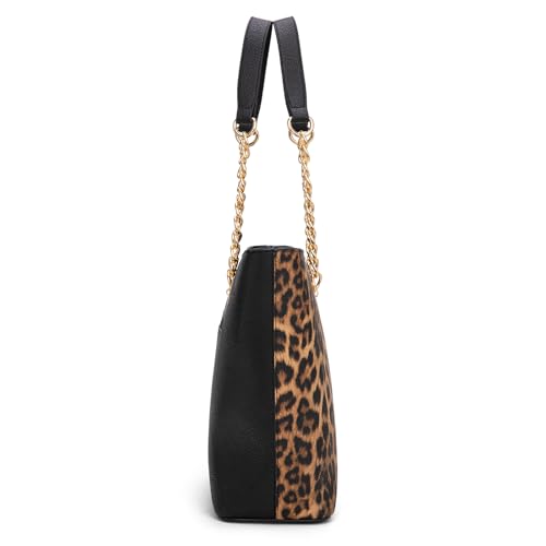 Image of Handbags for Women Chain Shoulder Vegan Leather Tote Bag Top Handle Handbag