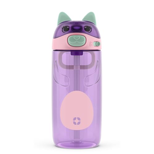 Ello 206-1620-201 Ellies 16Oz Plastic Kids Water Bottle With Straw And Built-In Carrying Handle And Leak-Proof Locking Lid cover