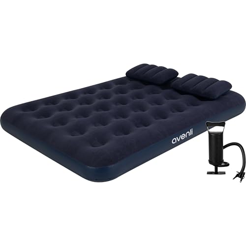 AVENLI Luftmatratze Luftbett Camping Set mit 2 Kissen und Pumpe für 2 Personen 191x137x22cm aufblasbare Matratze Gästebett weiche Liegefläche mit...