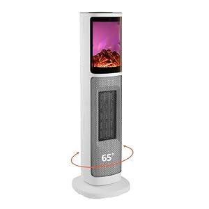 Oscillating Ceramic Tower Space Heater 3D Flame for Bedroom Office