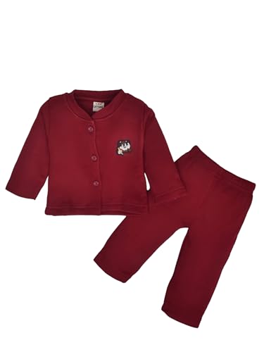 Image of Lux Cottswool Baby Boys /Girls Full Sleeves Round Neck with Button Thermal Set