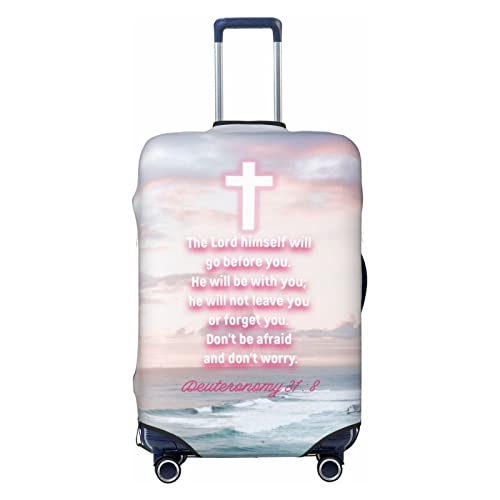 Luggage Covers for Suitcase TSA Approved Christian Prayer Luggage Protector Suitcase Cover Christian Gifts for Women Men with Bible Scripture Deuteronomy 31:8 Large Size 25-28in