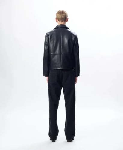 Image of Men's Leather Jacket Regular Fit Full Zip Casual Wear Leather jacket with regular fit, classic collar, full zip closure and timeless design for versatile casual everyday styling.