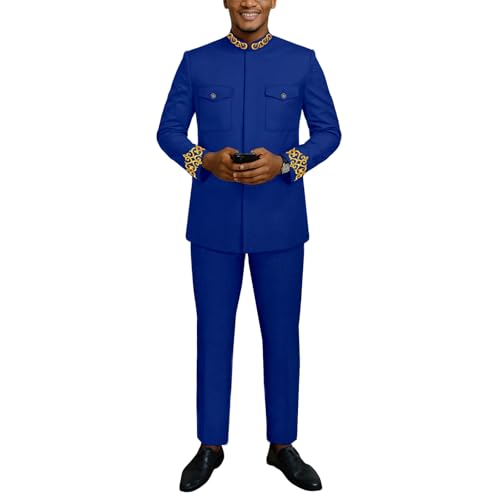 African Suits for Men 2 Piece Set Blazer and Pants Outfits Nigerian Clothes Wedding Attire Tracksuit