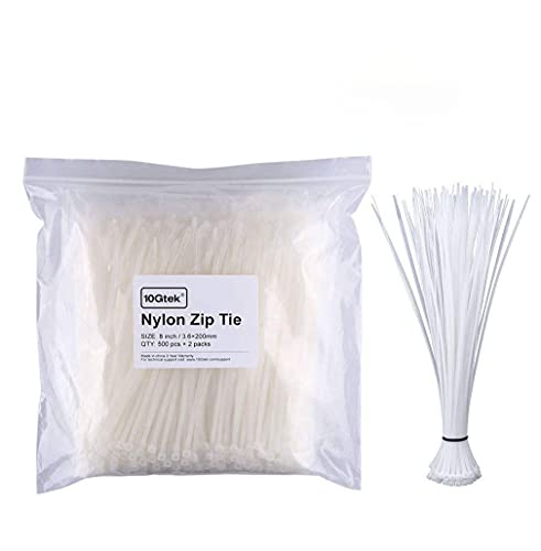Zip Ties (1000Pcs) Self-Locking 8 Inch Nylon Cable Ties In White #TOP22