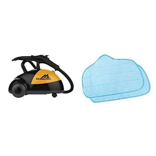 McCulloch MC1275 Heavy-Duty Steam Cleaner & Steamfast Replacement Microfiber Mop Pad for Steamfast SF-275/SF-370 and McCulloch MC1275 (2-Pack)