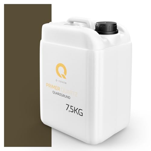Q-COVER Primer al quarzo Khaki scuro | 7,5 kg | Fondo aggrappante per intonaco, mosaico e Beton Architekt | Interno & Esterno | Alta adesione, superficie ruvida