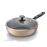 3.Heats rápidamente y de manera uniforme - Este Sartén con tapa está hecha de aleación de aluminio de grado profesional que realiza rápidamente el calor y uniformemente con preciso de la temperatura de control y sin punto caliente.Fries alimentos rápidamente y de forma homogénea en la superficie del cobre de 8 pulgadas sartén y los resbalones sobre la placa Una vez listo.
