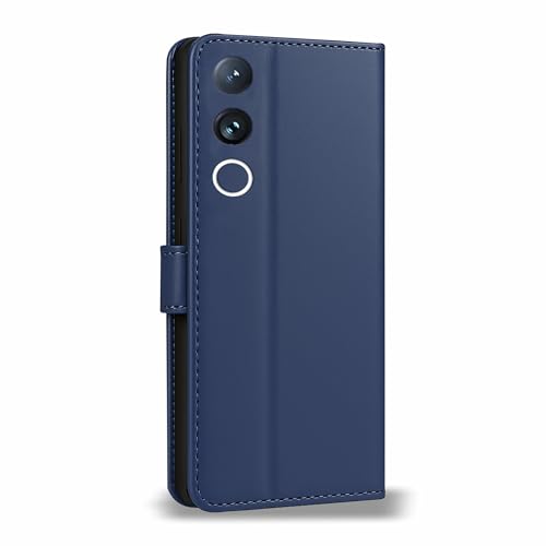 Image of AIBEX Shock Proof Flip Compatible for Vivo T4R 5G /IQOO Z10R 5G /Vivo V50 5G /Vivo V50E 5G Flip Cover Leather Finish|Inside TPU with Card Pockets|Wallet Stand|Complete Protection Flip Case - Blue