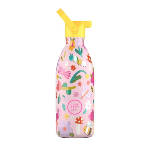 Cool Bottles - Botella Agua Acero Inoxidable Niños, Botella Térmica Infantil - Bebidas Frías 36 Horas y Calientes 18 Horas - Bug Life 500ml