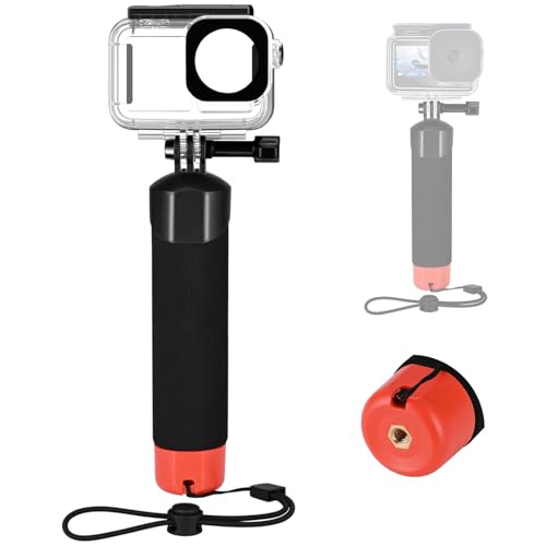 Osmo Action Waterproof Case + Floating Handle Grip Compatible with DJI Osmo Action 5 Pro/4/3 - Underwater Stick/Protective Housing Shell/Diving Accessories Kit for Scuba Snorkeling Water Shooting