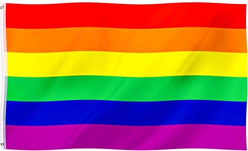 MAELSA® Drapeau Arc-en-Ciel Rainbow Peace drapeaux Bannière LGBT Gay Pride Parade Grand drapeau de la paix aux lesbiennes arc-en-ciel 150 x 90 cm Lesbian Gay Parade Décoration