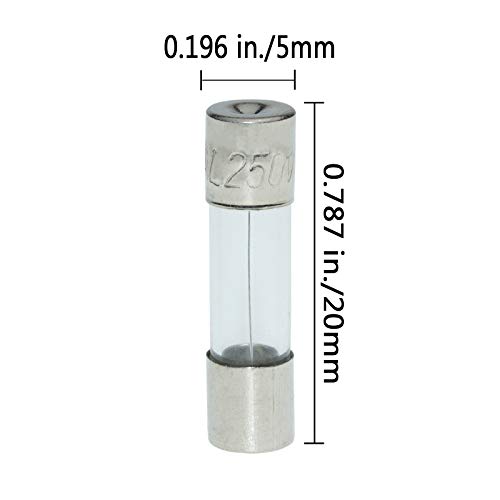 AUKENIEN 15 Wert 150 Stück 0,5A 1A 1,6A 2A 2,5A 3A 3,15A 4A 5A 6,3A 8A 10A 12A 15A 20A 250V Sicherungen 5x20mm Sicherung Glassicherung Glasrohrsicherung Feinsicherung Schnelle Glas Sicherung Kit