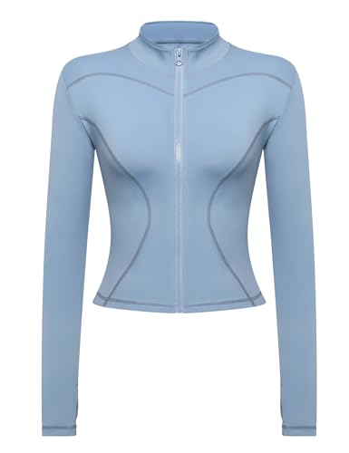 Gyabnw Chaqueta para Correr Chaqueta Deportiva Top Corto de Manga Larga Camiseta de Gimnasia Chaquet