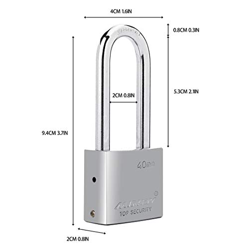 40mm Long Shackle Padlocks for Outdoor Use All Weather Resistant, Alloy Steel Heavy Duty Lock with 4 Keys by Mindy - Image 2