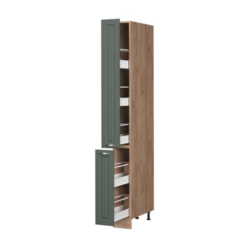 Mueble de botica Fame-Line verde y roble de 20 cm para cocina 8