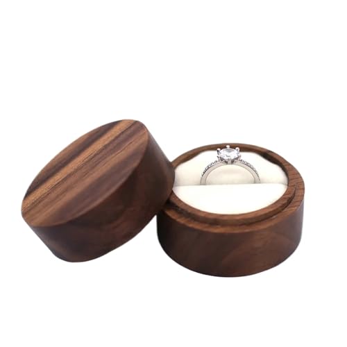 Caja Para Anillos Caja de madera for anillos, soporte for anillos doble, joyería, pendientes, almacenamiento de perno, propuesta, organizador de anillos de aniversario de boda, caja de embalaje Compro