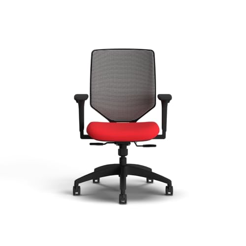 Image of HON Solve Office Chair, Ergonomic Office Chair Mesh Back Support, Adjustable Lumbar Support, Height Adjustable Arms, Black Frame, Ruby