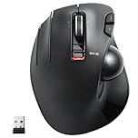 ELECOM EX-G Left-Handed Trackball Mouse, 2.4GHz Wireless, Thumb Control, 6-Button Function with Smooth Tracking, Ergonomic Design, 32mm Ball Windows11, macOS (M-XT4DRBK)