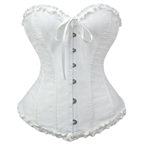KDJJBNXY Women's Corset Top Lace Up Bustier Waist Shaping Top White M - image 1