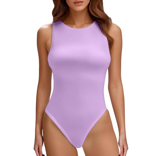 Generisch Body sin costuras adelgazante para el día a día con cierre de botón a presión, cómodo elástico para ocultar el abdomen, Color lila claro., XL