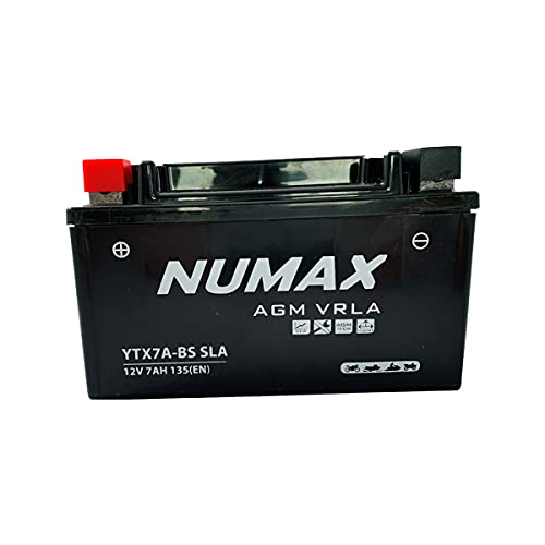 Batterie moto Numax AGM scellée YTX7A-BS SLA 12 V 7AH 135A (EN) - Pour moto, quad, jet-ski