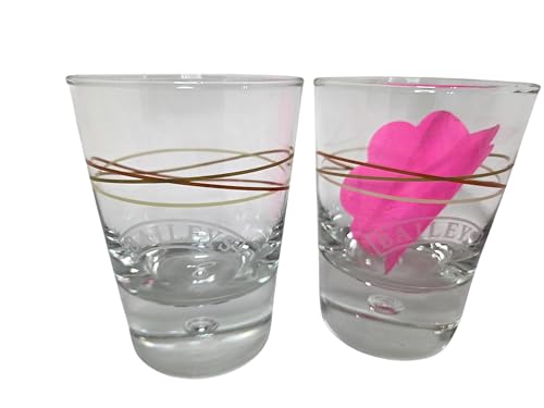 Baileys Old Fashioned Glasses with Gold Stripes, Clear Glass Tumblers, Set of 2