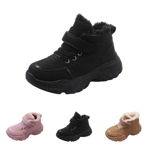 Childrens Chunky Sole Slip On Short Boots Kids Girls Boys Fuzzy Lined Warm Booties Toddler Winter Cozy Outdoor Shoes2