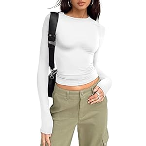 AUTOMET Womens Long Sleeve Shirts Basic Crop Tops Going Out Spring Fashion Underscrubs Layer Slim Fit Y2K Tops