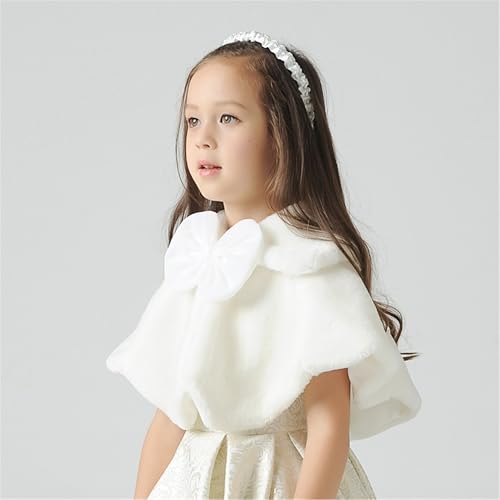 Ivory Faux Fur Flower Girl Bolero Shrug Accessories Princess Cape2